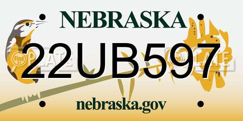 22UB597 Nebraska License Plate