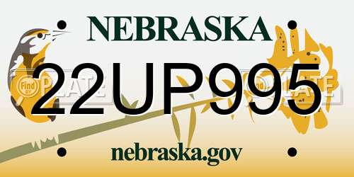 22UP995 Nebraska License Plate
