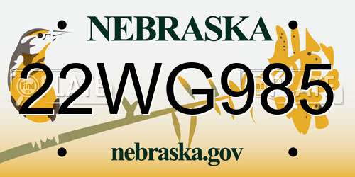 22WG985 Nebraska License Plate
