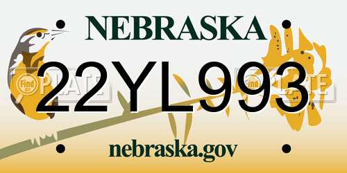 22YL993 Nebraska License Plate