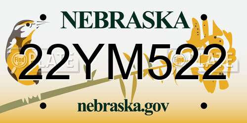 22YM522 Nebraska License Plate