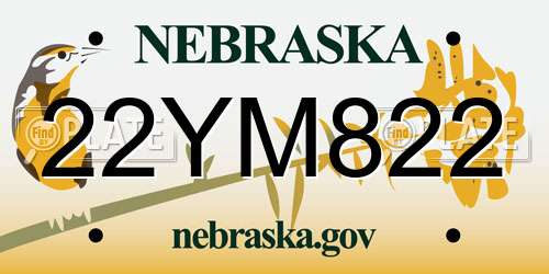 22YM822 Nebraska License Plate