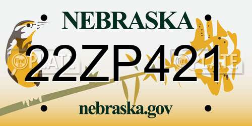 22ZP421 Nebraska License Plate