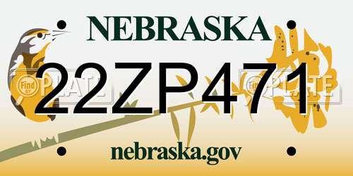 22ZP471 Nebraska License Plate
