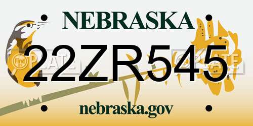 22ZR545 Nebraska License Plate