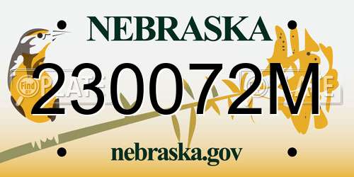 230072M Nebraska License Plate