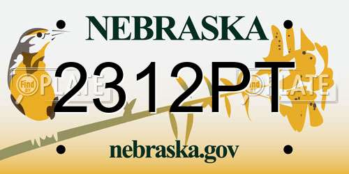 2312PT Nebraska License Plate