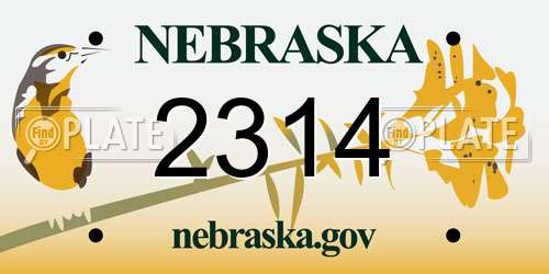 2314 Nebraska License Plate