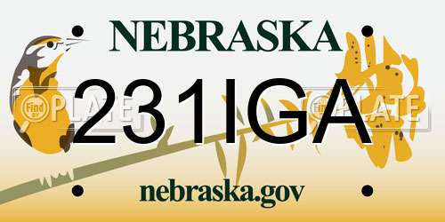 231IGA Nebraska License Plate