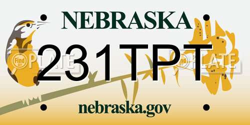 231TPT Nebraska License Plate