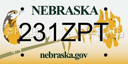 231ZPT Nebraska License Plate
