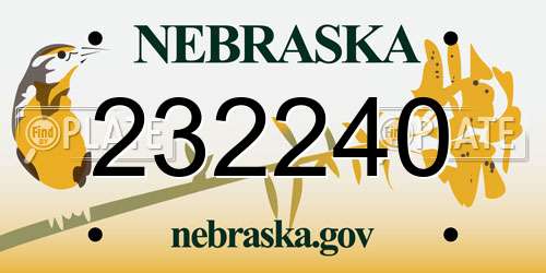232240 Nebraska License Plate