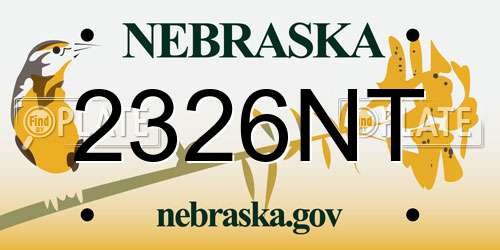 2326NT Nebraska License Plate