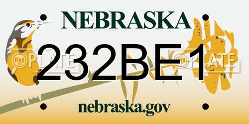 232BE1 Nebraska License Plate