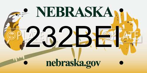 232BEI Nebraska License Plate