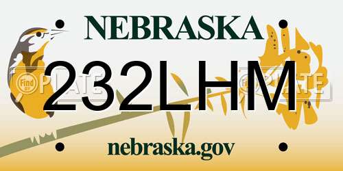 232LHM Nebraska License Plate