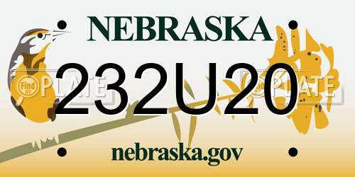 232U20 Nebraska License Plate