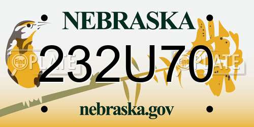 232U70 Nebraska License Plate