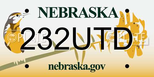 232UTD Nebraska License Plate