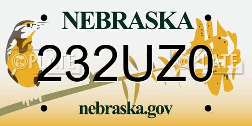 232UZ0 Nebraska License Plate
