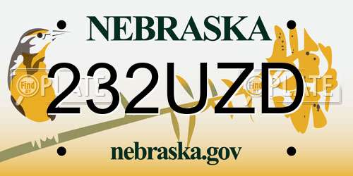 232UZD Nebraska License Plate