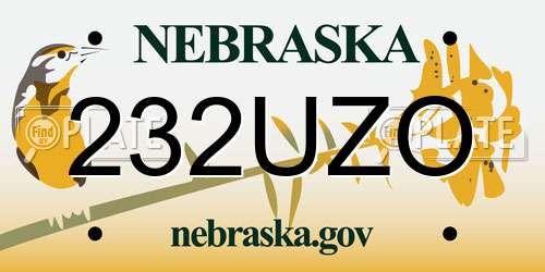 232UZO Nebraska License Plate