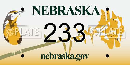 233 Nebraska License Plate