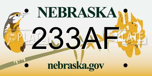 233AF Nebraska License Plate