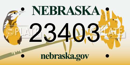 23403 Nebraska License Plate