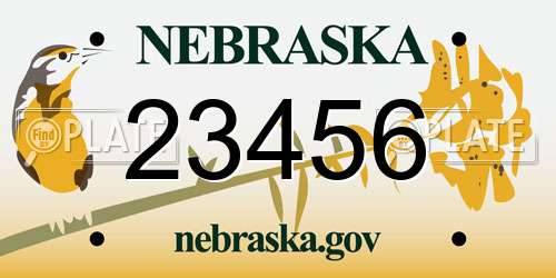 23456 Nebraska License Plate