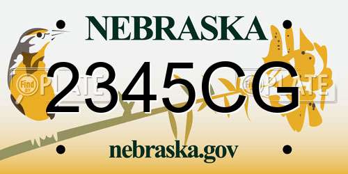 2345CG Nebraska License Plate
