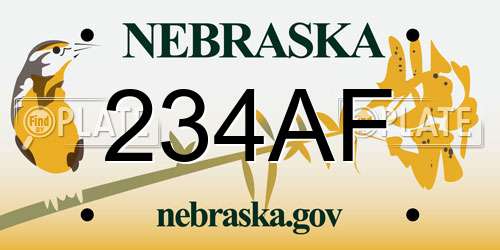 234AF Nebraska License Plate