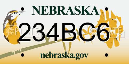 234BC6 Nebraska License Plate