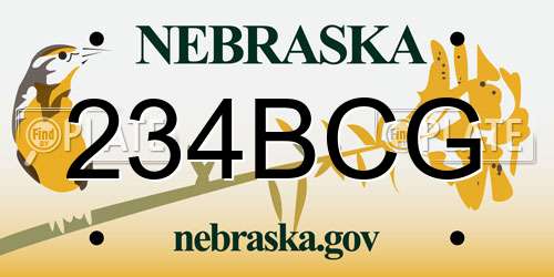 234BCG Nebraska License Plate