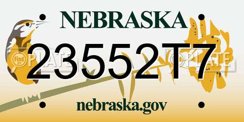 23552T7 Nebraska License Plate