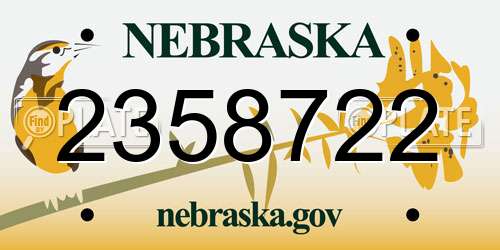 2358722 Nebraska License Plate