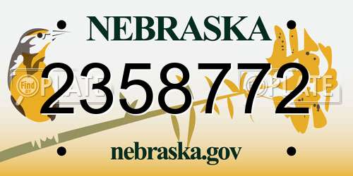 2358772 Nebraska License Plate