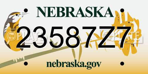 23587Z7 Nebraska License Plate