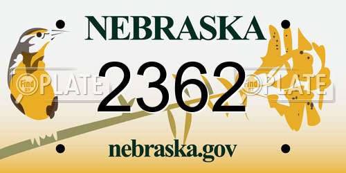 2362 Nebraska License Plate