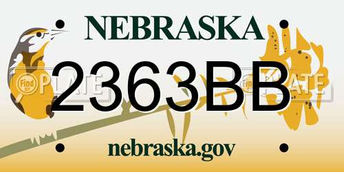 2363BB Nebraska License Plate