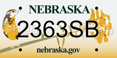 2363SB Nebraska License Plate