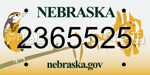 2365525 Nebraska License Plate