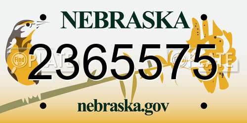 2365575 Nebraska License Plate