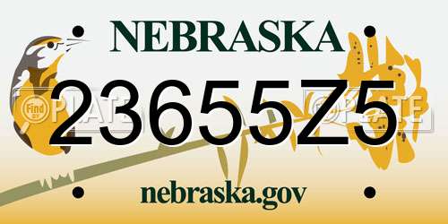 23655Z5 Nebraska License Plate