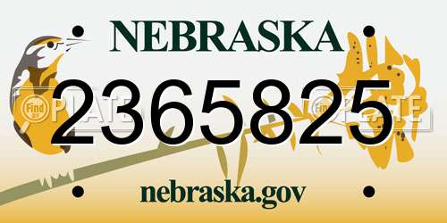 2365825 Nebraska License Plate