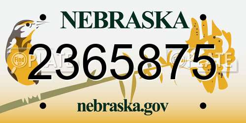 2365875 Nebraska License Plate