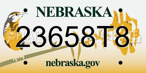 23658T8 Nebraska License Plate