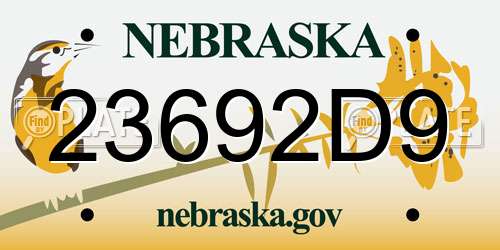 23692D9 Nebraska License Plate