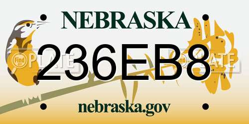 236EB8 Nebraska License Plate