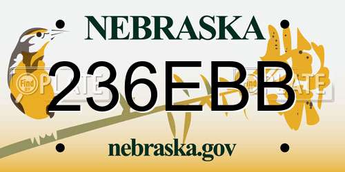 236EBB Nebraska License Plate
